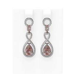 8.36 ctw Morganite & Diamond Earrings 18K White Gold