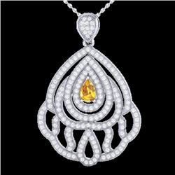 2 ctw Yellow Sapphire & Micro VS/SI Diamond Necklace 18k White Gold