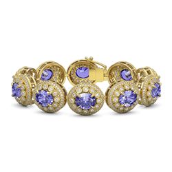 50.27 ctw Tanzanite & Diamond Victorian Bracelet 14K Yellow Gold