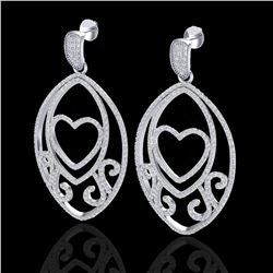 3.20 ctw Micro Pave VS/SI Diamond Heart Earrings 18k White Gold