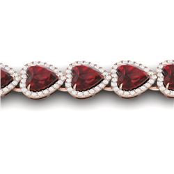 25 ctw Garnet & Micro Pave VS/SI Diamond Bracelet Heart 14k Rose Gold