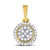 Image 1 : 10kt Yellow Gold Round Diamond Circle Cluster Pendant 1/4 Cttw