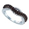 Image 1 : Sterling Silver Round Brown Diamond Double Row Band 1/2 Cttw