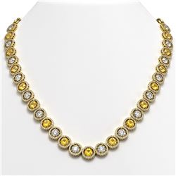 35.54 ctw Canary & Diamond Micro Pave Necklace 18K Yellow Gold