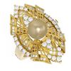 Image 3 : 2 ctw Diamond & Pearl Ring 18K Yellow Gold