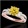 Image 1 : 1.5 ctw Certified SI Intense Yellow Diamond 3 Stone Ring 10k Rose Gold