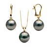 Image 1 : Black Tahitian Pearl Solitaire Pendant and Dangle Earring Set