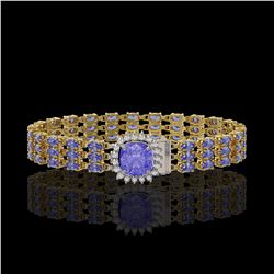 27.75 ctw Tanzanite & Diamond Bracelet 14K Yellow Gold