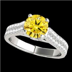 2.11 ctw SI/I Fancy Intense Yellow Diamond Pave Ring 10k White Gold