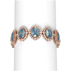 44.43 ctw Blue Topaz & Diamond Bracelet 18K Rose Gold
