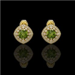 4.39 ctw Tourmaline & Diamond Victorian Earrings 14K Yellow Gold