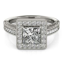 1.05 ctw Certified VS/SI Princess Diamond Halo Ring 14k White Gold