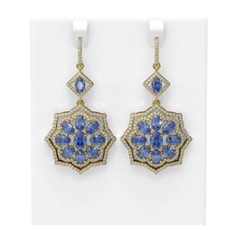 15.6 ctw Tanzanite & Diamond Earrings 18K Yellow Gold