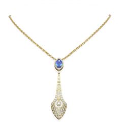 4.57 ctw Tanzanite & Diamond Necklace 18K Yellow Gold