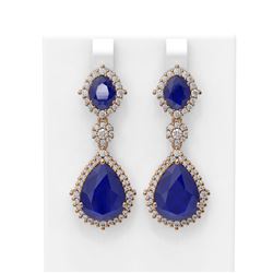 29.36 ctw Sapphire & Diamond Earrings 18K Rose Gold