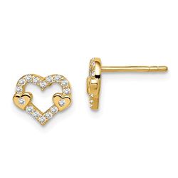 14k Cubic Zirconia Heart Post Earrings - 38 mm