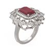 Image 1 : 6.75 ctw Ruby & Diamond Ring 18K White Gold