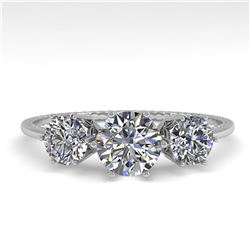 1 ctw Certified VS/SI Diamond Art Deco Ring 14k White Gold