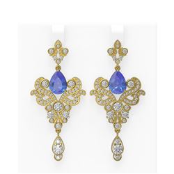 10.5 ctw Tanzanite & Diamond Earrings 18K Yellow Gold