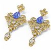 Image 3 : 10.5 ctw Tanzanite & Diamond Earrings 18K Yellow Gold