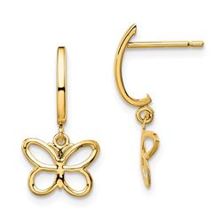 14k Butterfly Dangle Post Earrings - 34 mm
