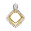 Image 1 : 10kt Yellow Gold Round Diamond Diagonal Framed Square Pendant 1/6 Cttw