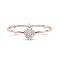 3.50 ctw Micro Pave Diamond Bangle 14k Rose Gold