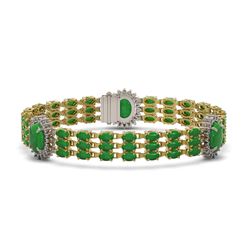 23.92 ctw Jade & Diamond Bracelet 14K Yellow Gold