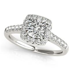 1.16 ctw Certified VS/SI Cushion Diamond Halo Ring 18k White Gold