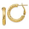 Image 1 : 14k Yellow Gold Diamond-cut Omega Back Hoop Earrings - 4x15 mm