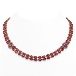 59.69 ctw Tourmaline & Diamond Necklace 14K Rose Gold