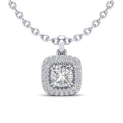 1.08 ctw Micro VS/SI Cushion Diamond Necklace Halo 18k White Gold