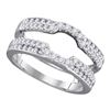 Image 1 : 14kt White Gold Round Diamond Wrap Ring Guard Enhancer Wedding Band 1/2 Cttw