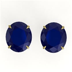 18 ctw Sapphire Designer Solitaire Stud Earrings 18k Yellow Gold