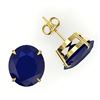 Image 2 : 18 ctw Sapphire Designer Solitaire Stud Earrings 18k Yellow Gold