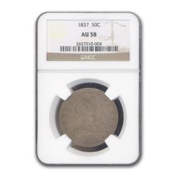 1837 Reeded Edge Half Dollar AU-58 NGC