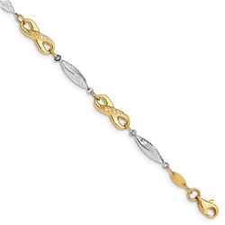 14K Two-tone Infinity Alternate Bracelet - 7.5 in.