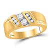 Image 1 : 10kt Yellow Gold Mens Round Diamond Diagonal 2-stone Band Ring 1/2 Cttw