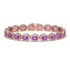 Image 1 : 13.11 ctw Amethyst & Diamond Micro Pave Halo Bracelet 10k Rose Gold