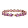 Image 2 : 13.11 ctw Amethyst & Diamond Micro Pave Halo Bracelet 10k Rose Gold