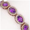 Image 3 : 13.11 ctw Amethyst & Diamond Micro Pave Halo Bracelet 10k Rose Gold