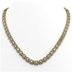 21.12 ctw Emerald Cut Diamond Micro Pave Necklace 18K Yellow Gold