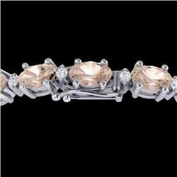 11 ctw Morganite & VS/SI Diamond Eternity Bracelet 10k White Gold