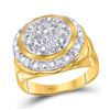 Image 1 : 10kt Yellow Gold Mens Round Diamond Circle Cluster Ring 1/4 Cttw