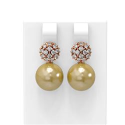 0.63 ctw Diamond & Pearl Earrings 18K Rose Gold