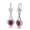 Image 2 : 10.62 ctw Ruby & Diamond Earrings 18K White Gold