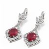 Image 3 : 10.62 ctw Ruby & Diamond Earrings 18K White Gold