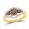 Image 1 : 10kt Yellow Gold Round Brown Diamond Cluster Ring 1/3 Cttw