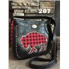 Image 1 : 9,5"x10"x3" BLACK/RED CHECKERED/BUFFALO DESIGN- WESTERN MESSENGER PURSE