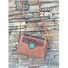Image 1 : 10"X8"X3 TAN/TOOLE/TURQUOISE STONE-WESTERN MESSENGER PURSE